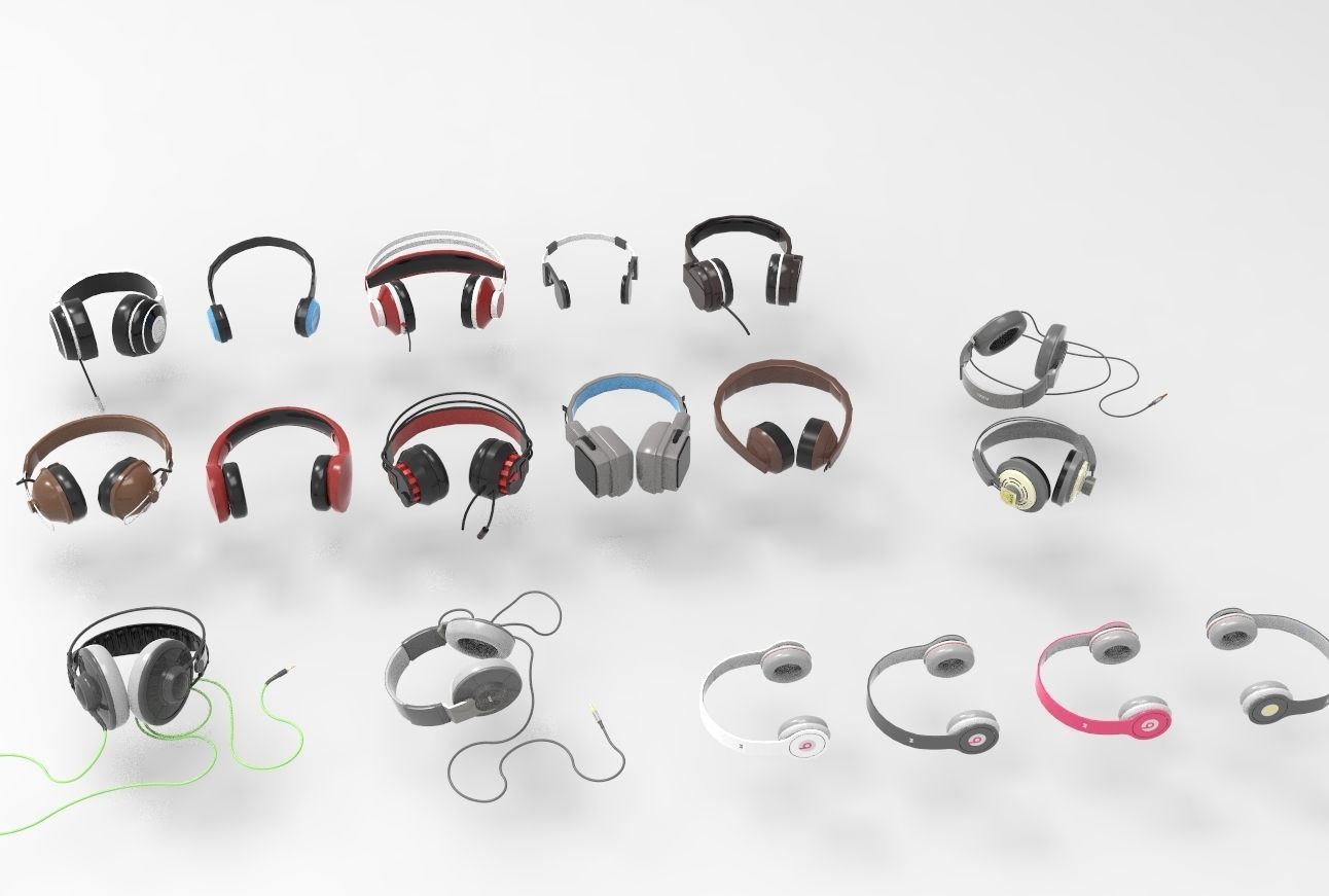 Headphones pack low and high poly  BEATS AKG  3D model_6