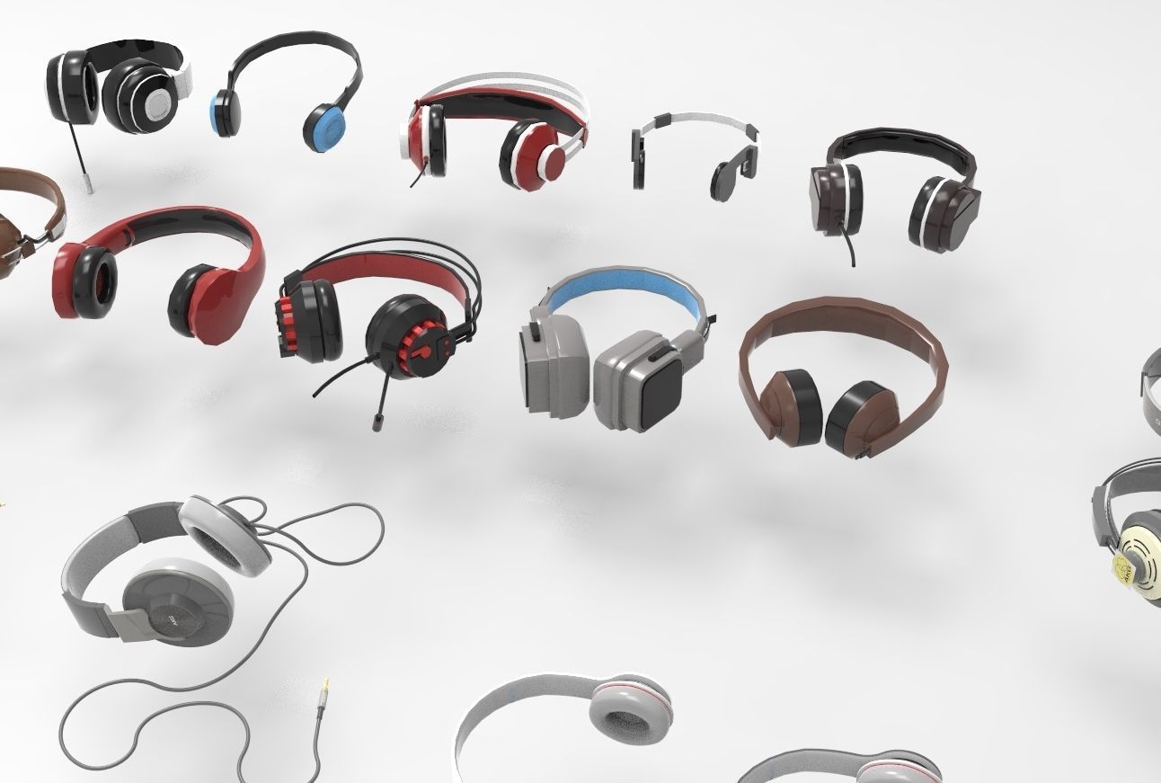 Headphones pack low and high poly  BEATS AKG  3D model_8