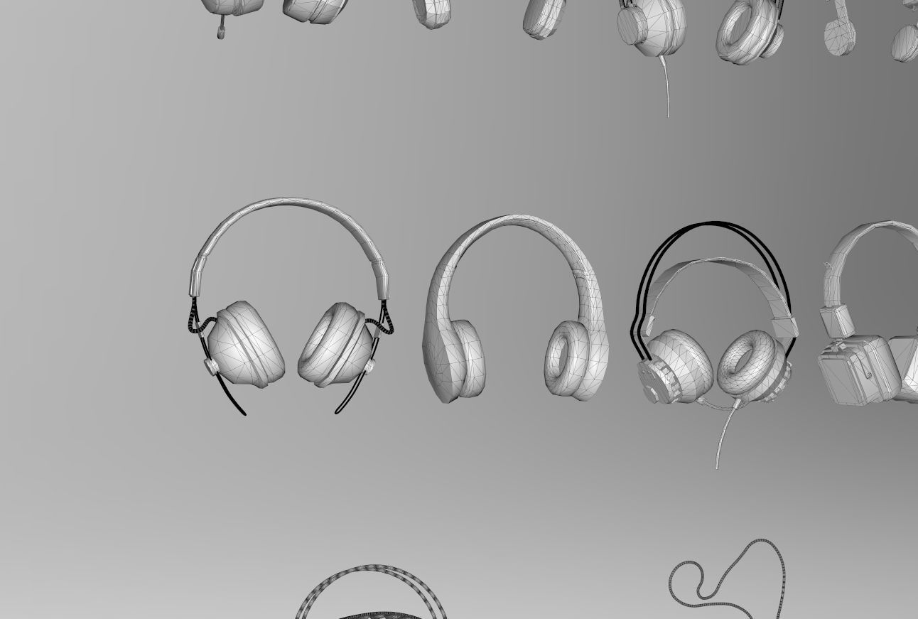 Headphones pack low and high poly  BEATS AKG  3D model_14