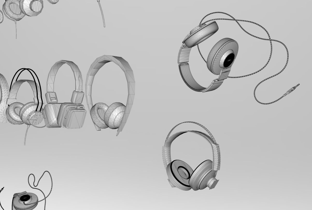 Headphones pack low and high poly  BEATS AKG  3D model_19