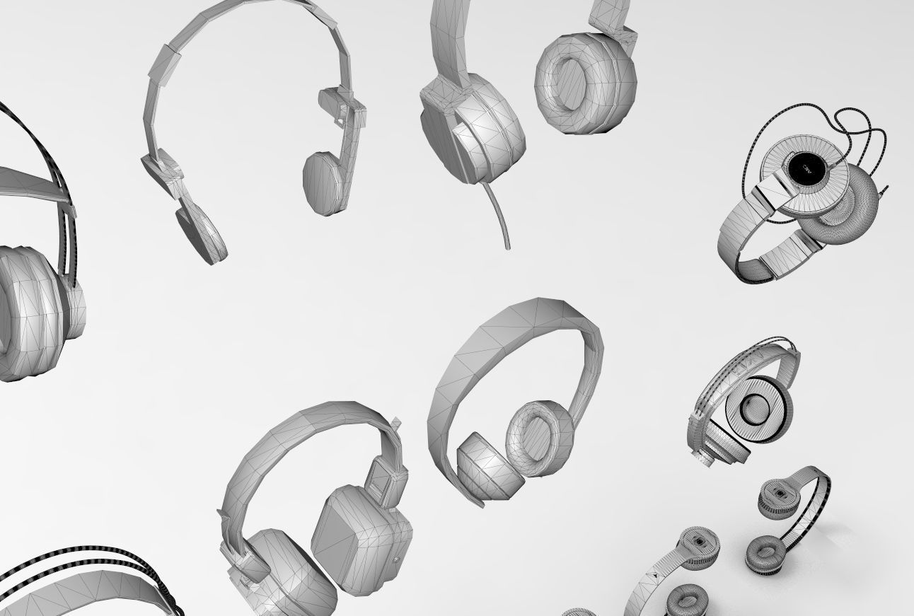 Headphones pack low and high poly  BEATS AKG  3D model_18