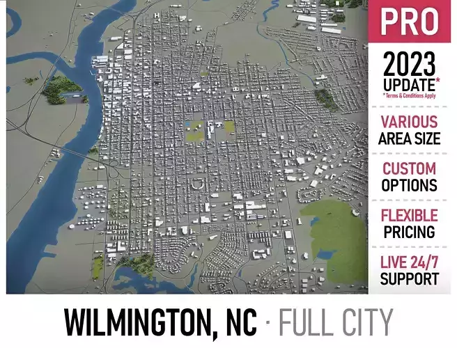 Wilmington - North Carolina Low-poly 3D model
