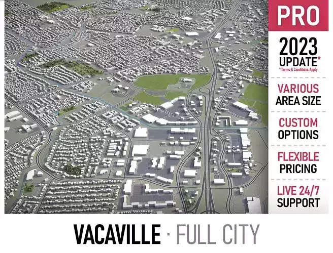 Vacaville - 3D City Model Low-poly 3D model