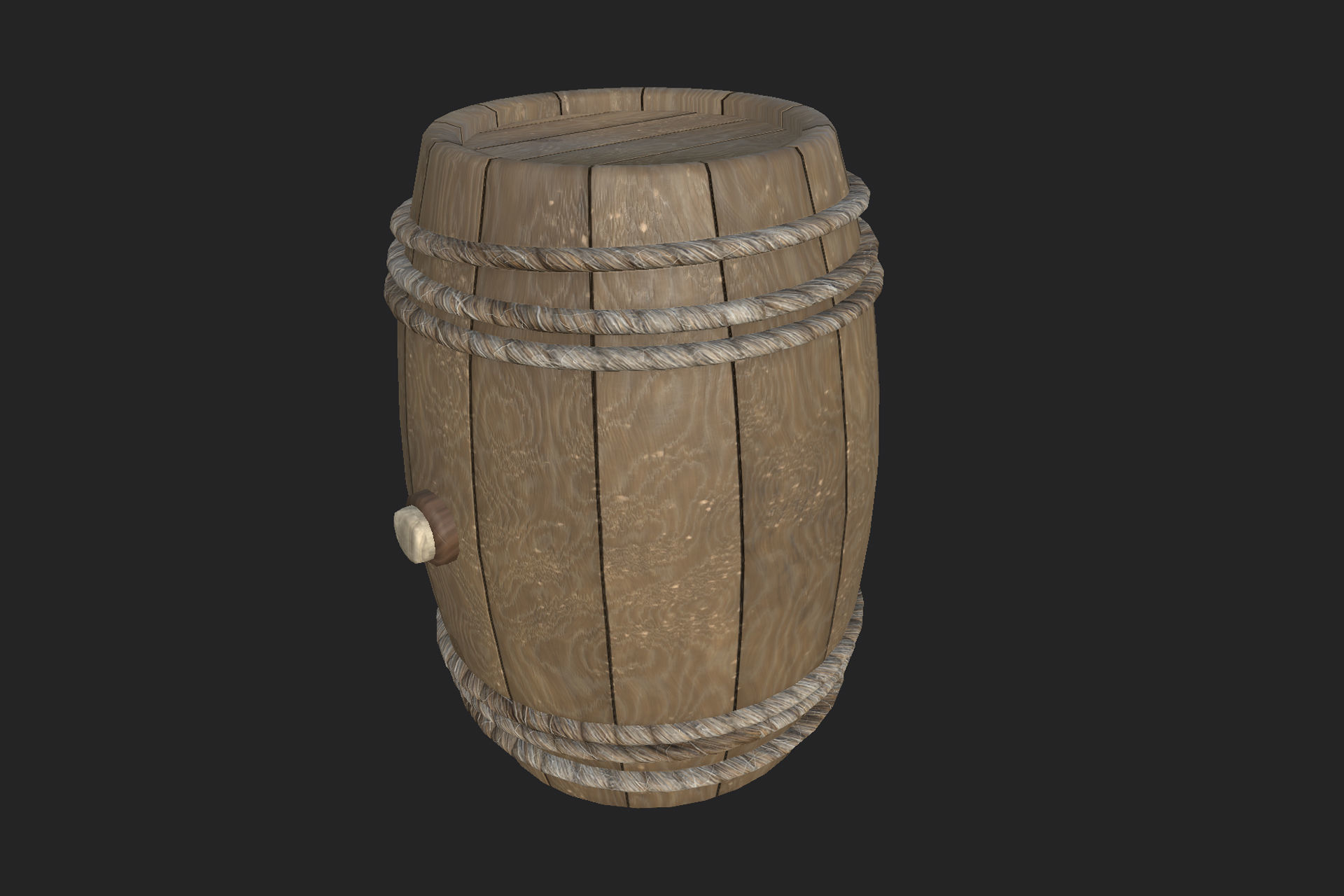 HQ PBR Medieval wood barrel 2 Low-poly 3D model_3
