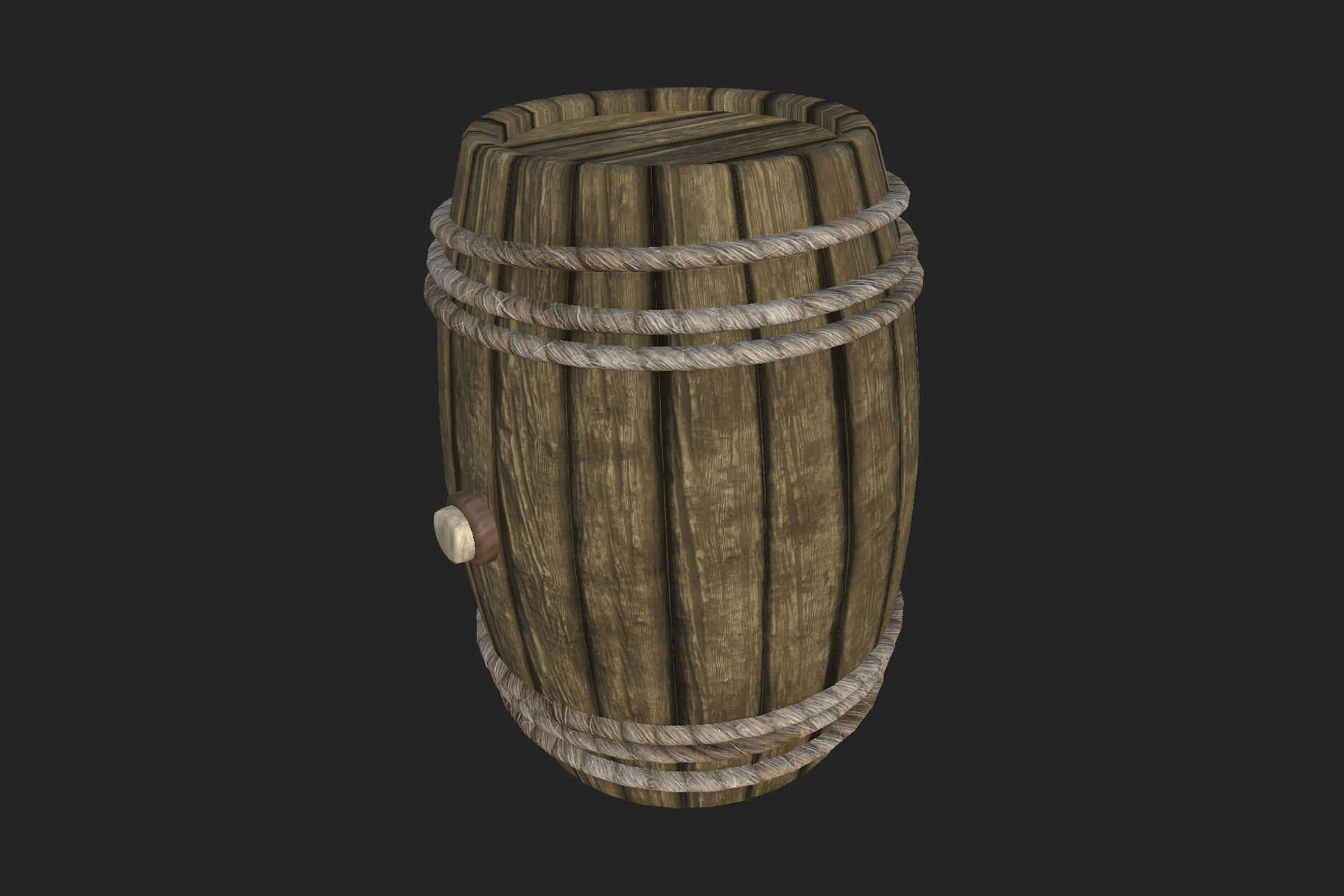 HQ PBR Medieval wood barrel 2 Low-poly 3D model_2