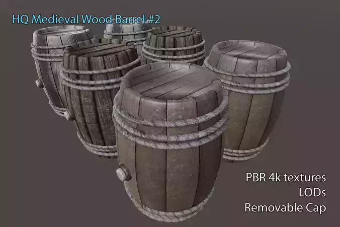 HQ PBR Medieval wood barrel 2