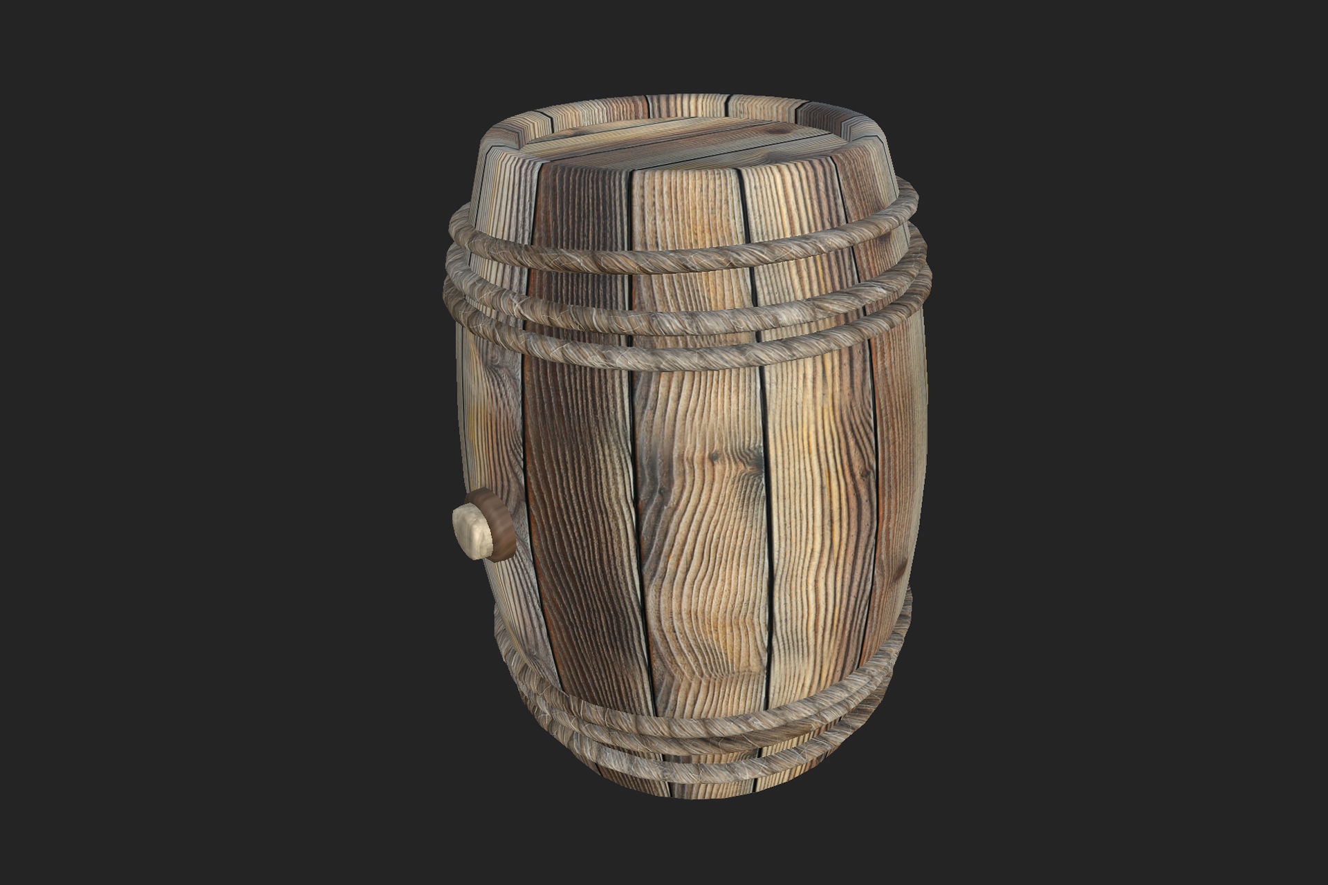 HQ PBR Medieval wood barrel 2 Low-poly 3D model_4