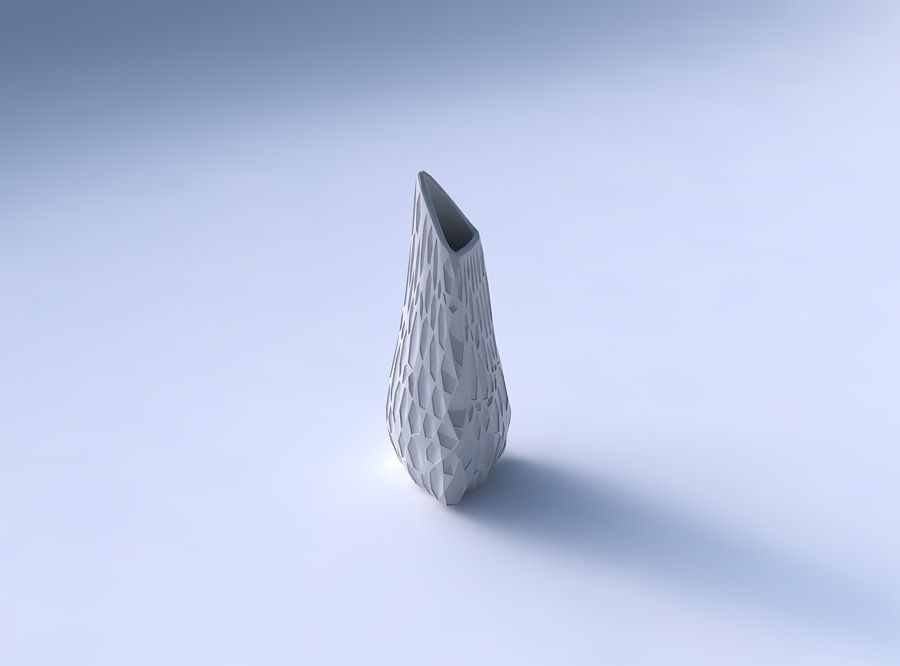 Vase puffy tipped triangle with crystal dents 3D print model_3