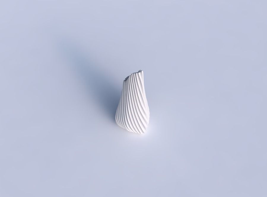 Vase puffy tipped triangle with extruded vertical lines 2 3D print model_1