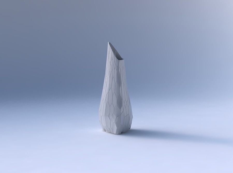 Vase puffy tipped triangle with fine organic cells 3D print model_4