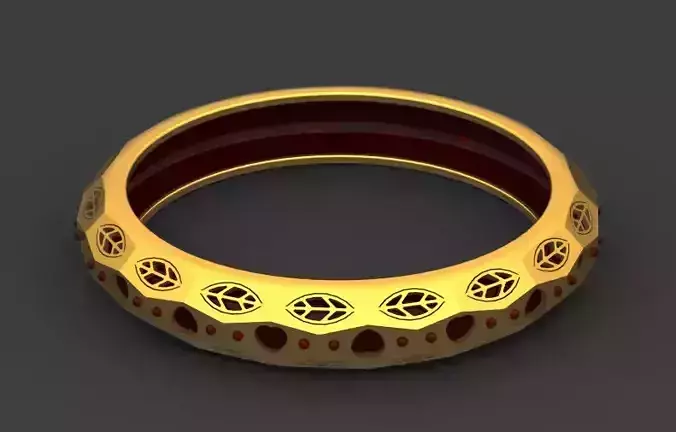 Bangle gold ring with stones
