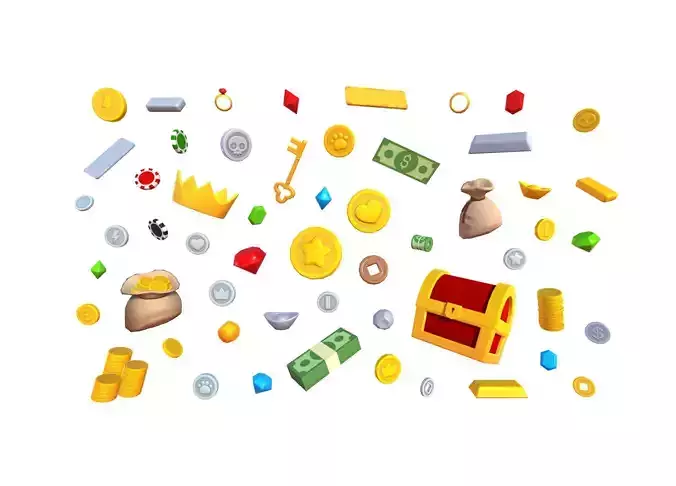 Low Poly Reward Item Pack Low-poly 3D model