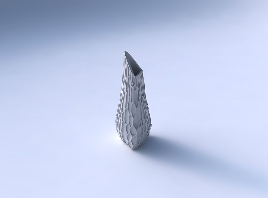Vase puffy tipped triangle with organic dents 3D print model_3