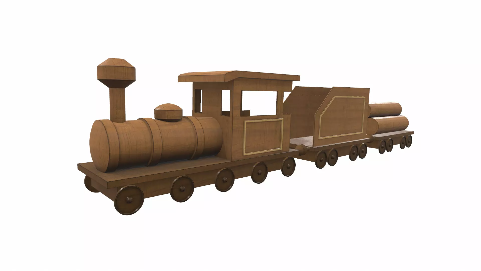 Wooden train toy 5 Free 3D model