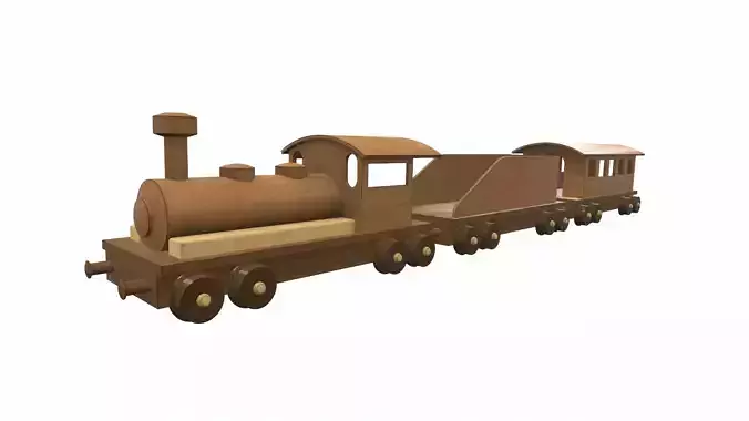Wooden train toy 6 Free 3D model
