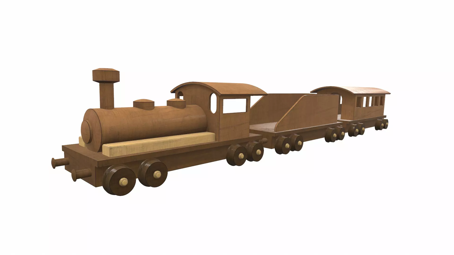 Wooden train toy 6 Free 3D model
