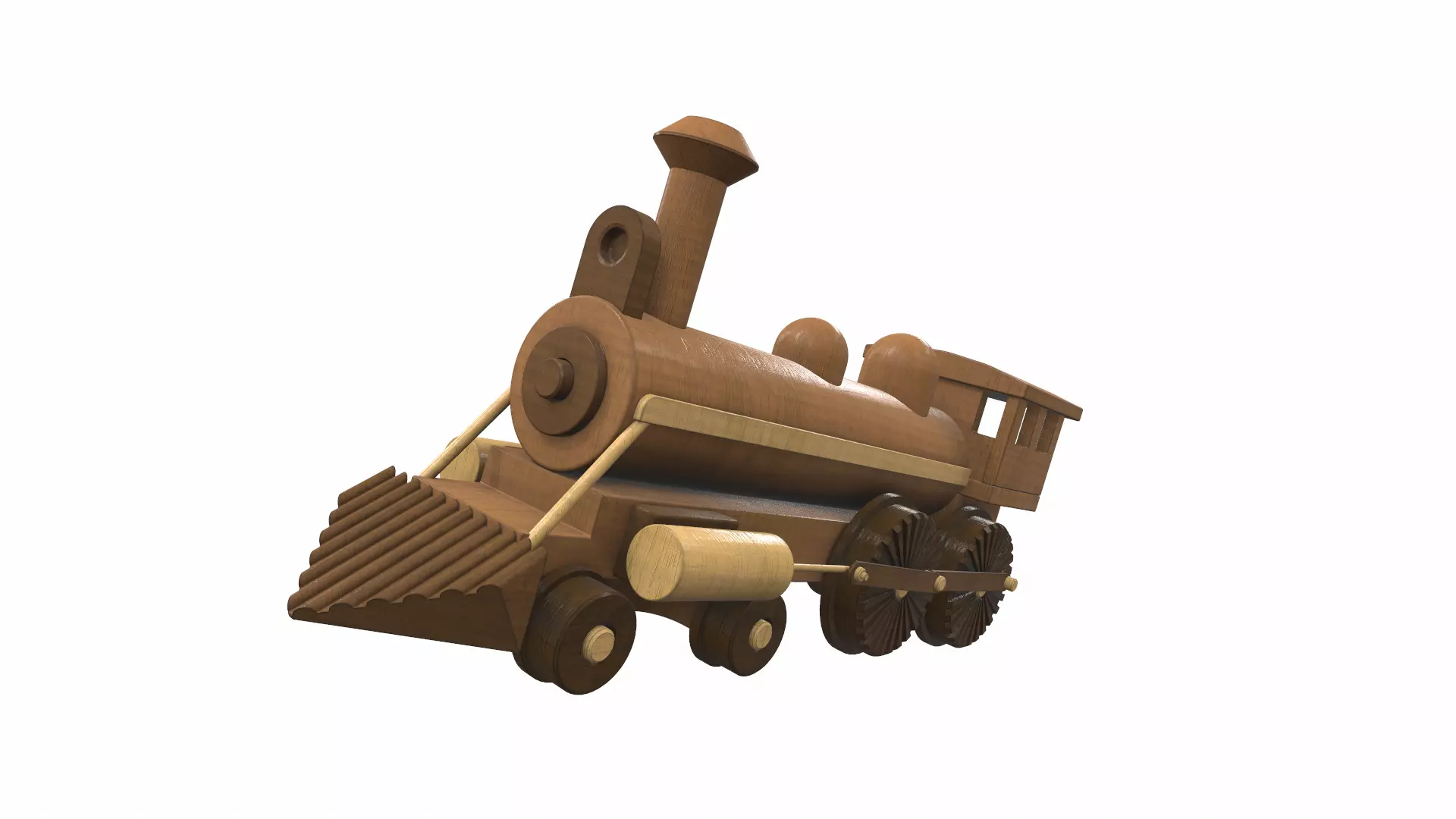 Wooden train locomotive toy 1 Free 3D model