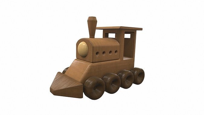 Wooden train locomotive toy 2 Free 3D model