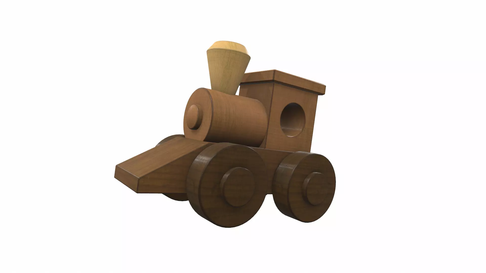Wooden train locomotive toy 3 Free 3D model