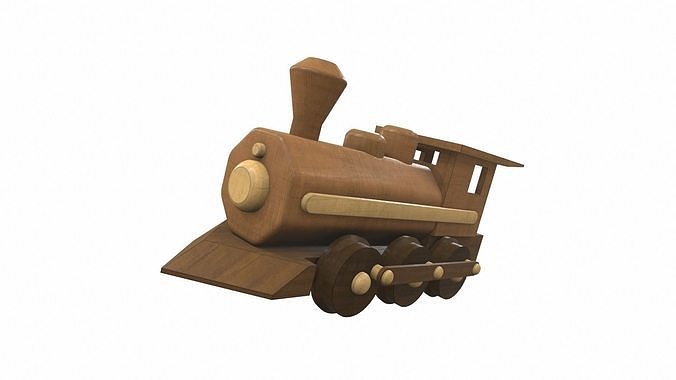 Wooden train locomotive toy 4 Free 3D model