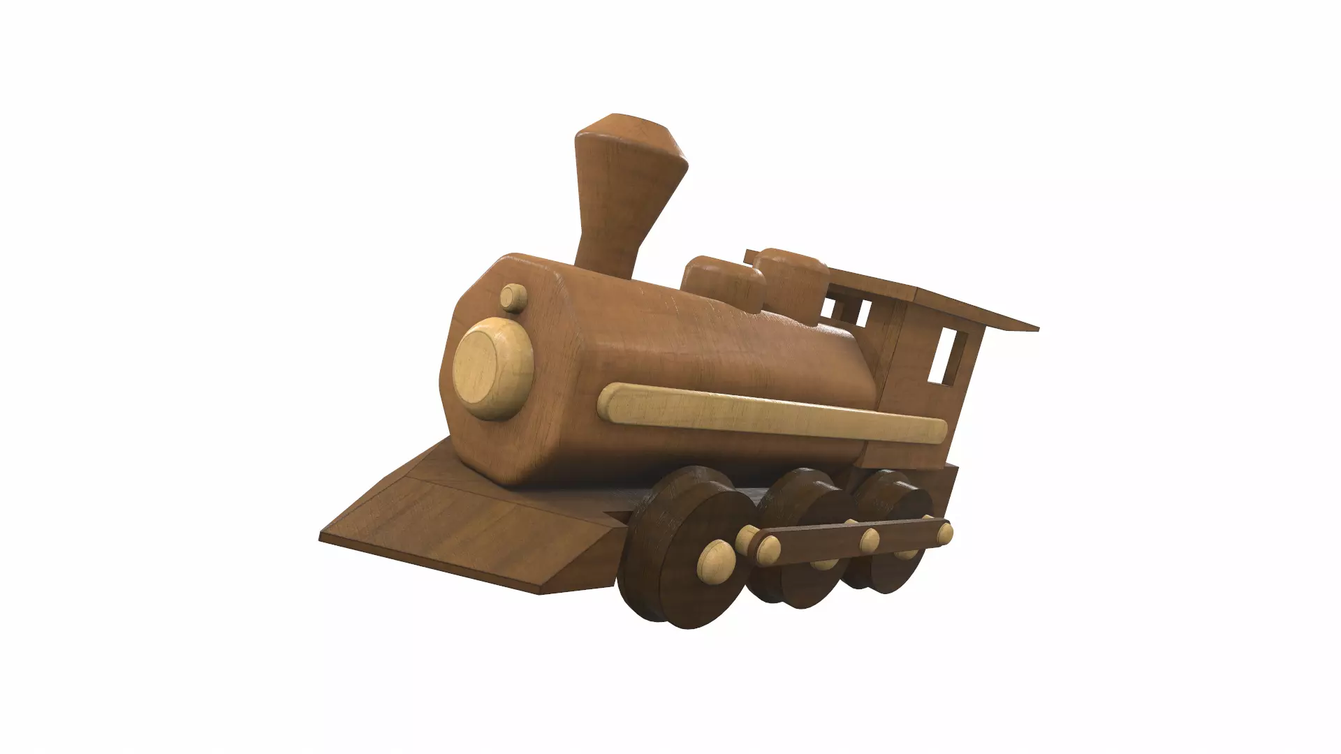 Wooden train locomotive toy 4 Free 3D model