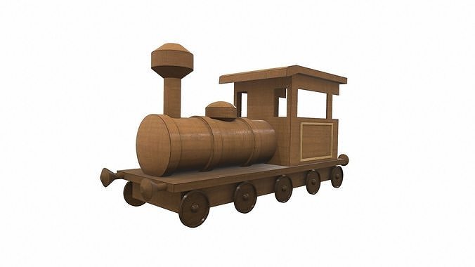 Wooden train locomotive toy 5 Free 3D model