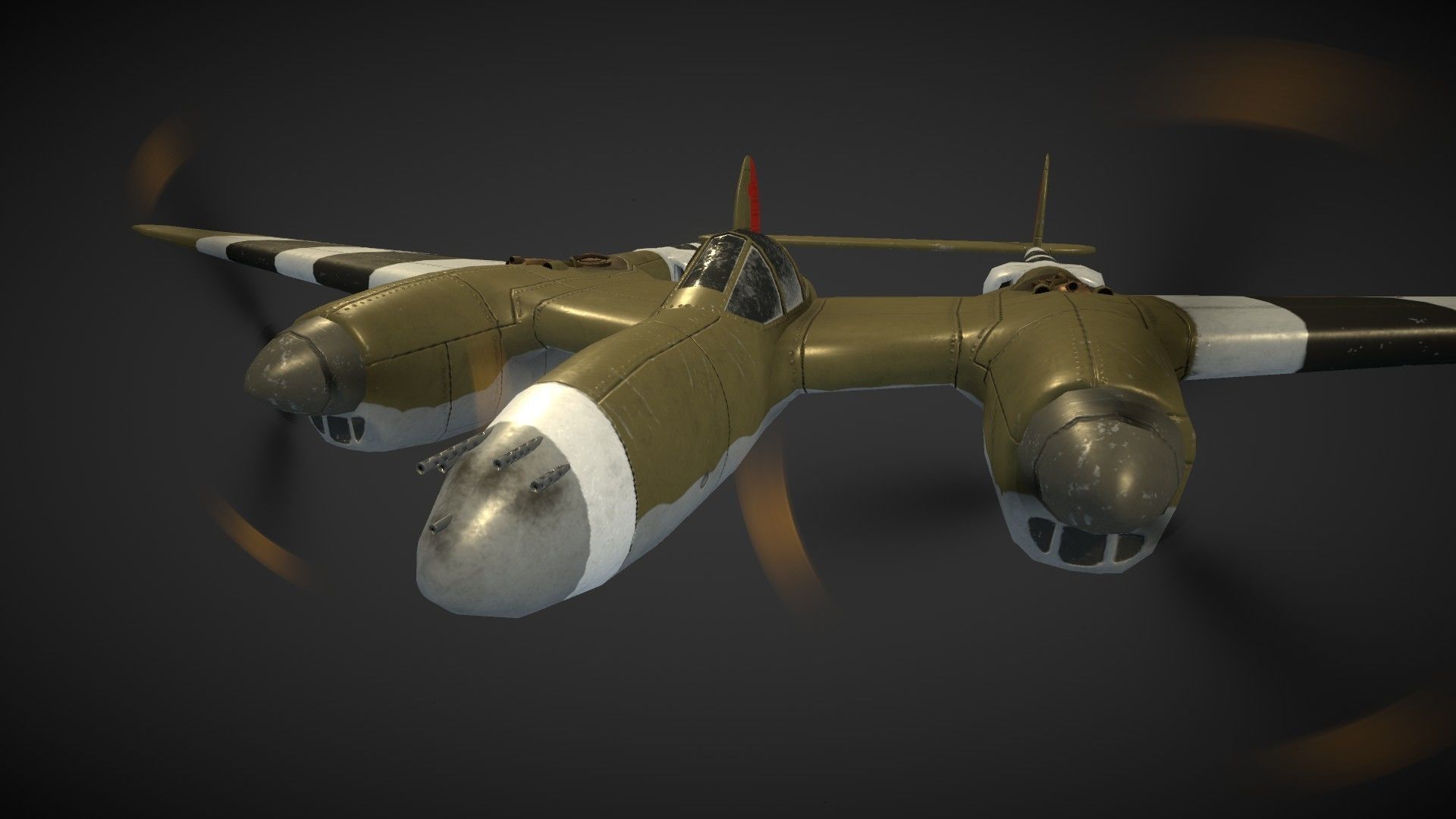 Lockheed P-38 Lightning Low-poly 3D model_17