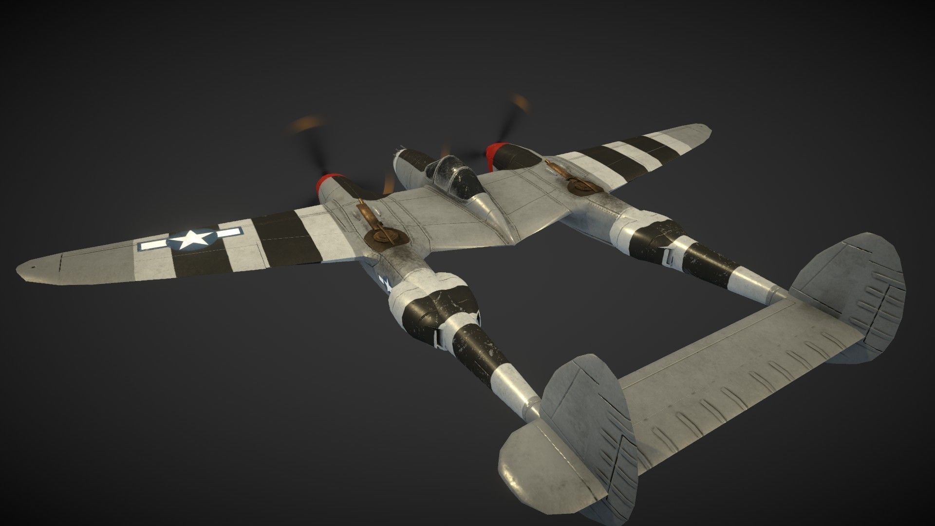 Lockheed P-38 Lightning Low-poly 3D model_10