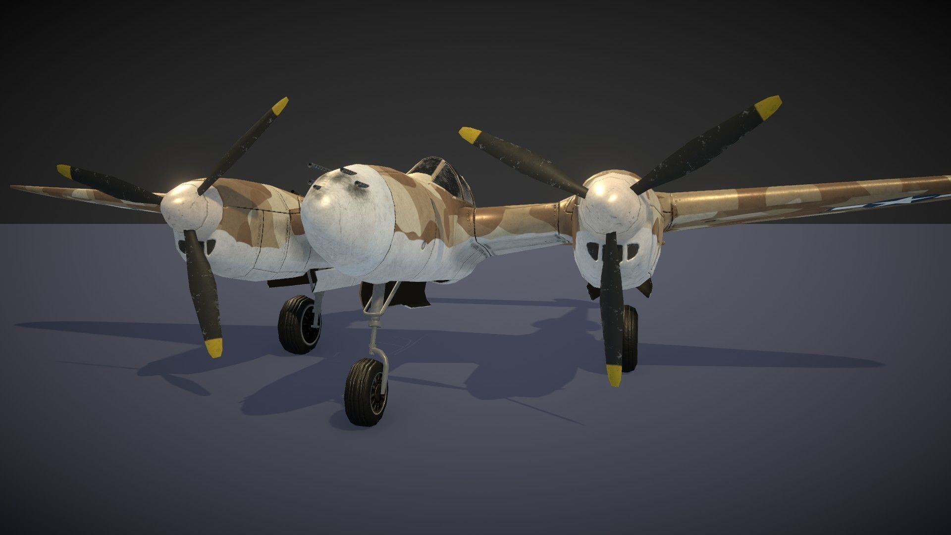 Lockheed P-38 Lightning Low-poly 3D model_22