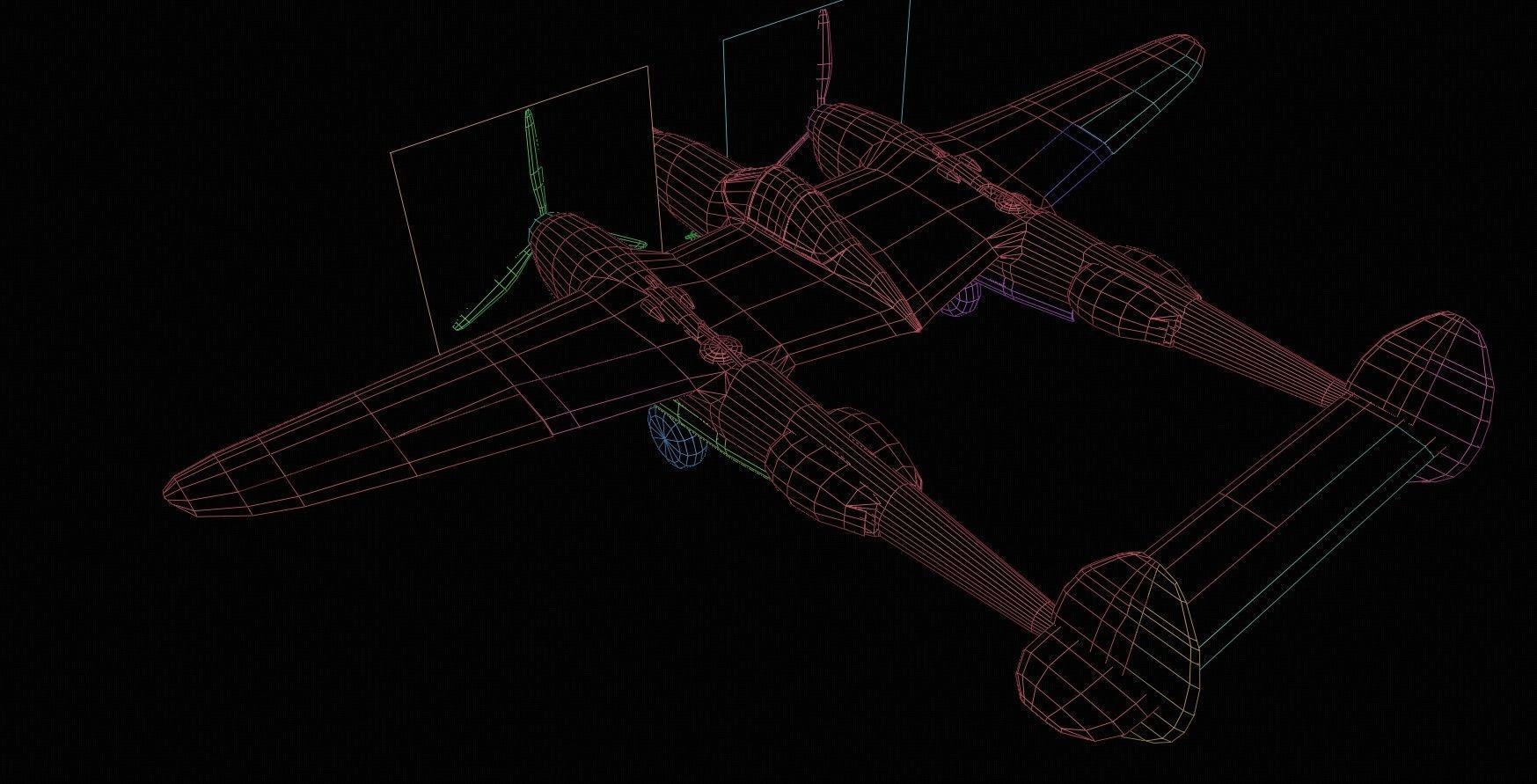 Lockheed P-38 Lightning Low-poly 3D model_43