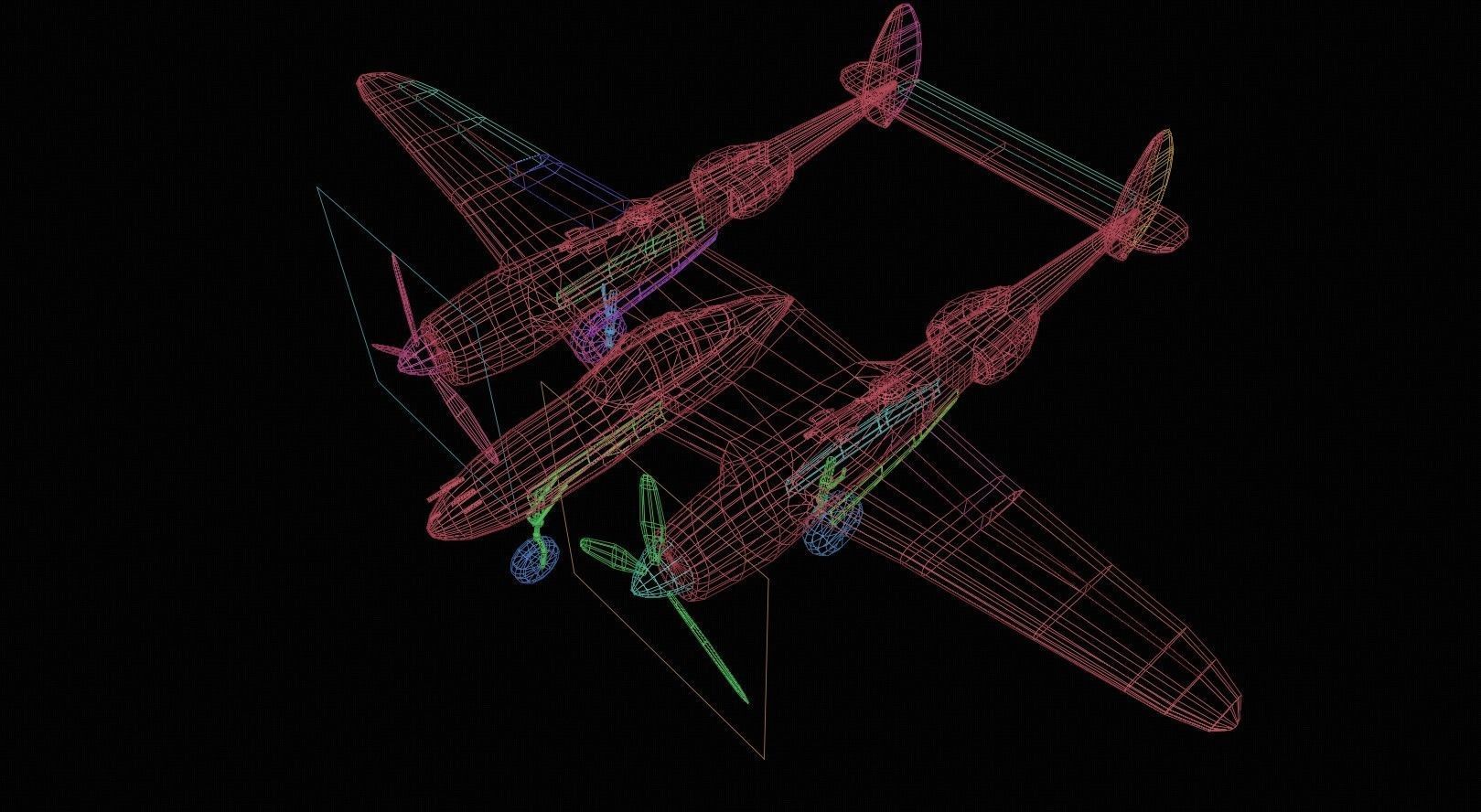 Lockheed P-38 Lightning Low-poly 3D model_42