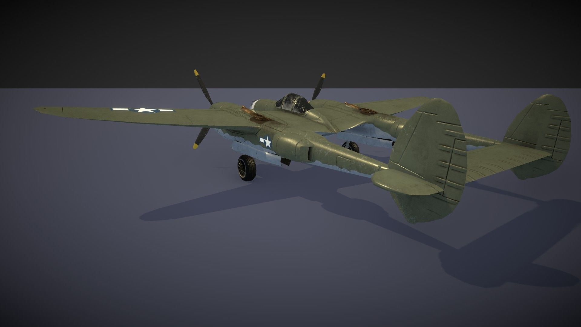 Lockheed P-38 Lightning Low-poly 3D model_37