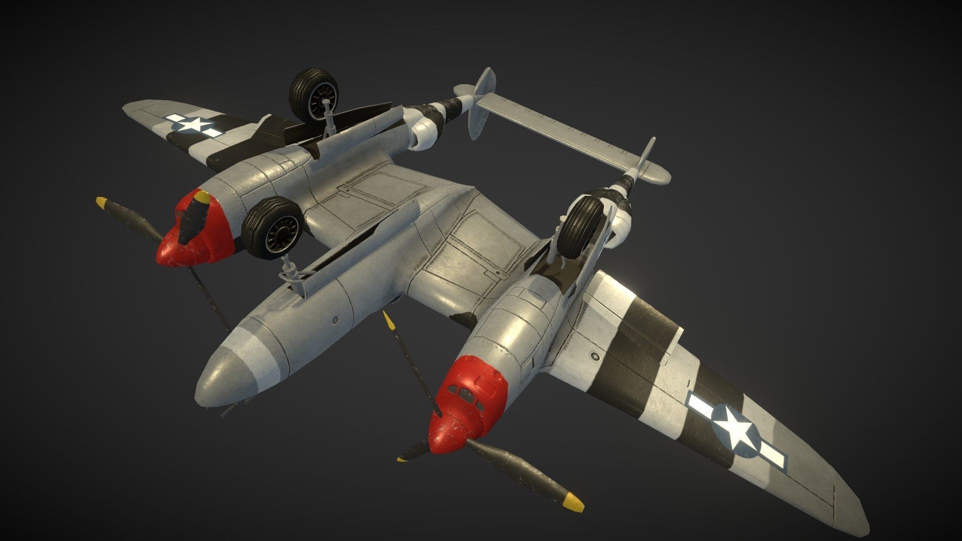 Lockheed P-38 Lightning Low-poly 3D model_41
