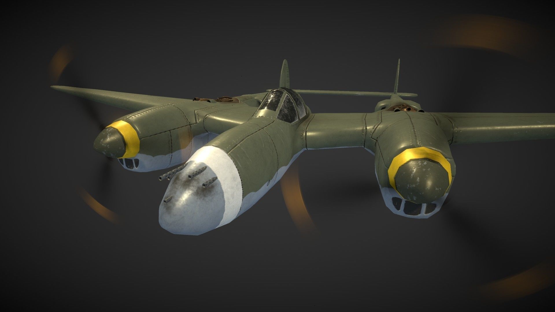 Lockheed P-38 Lightning Low-poly 3D model_15