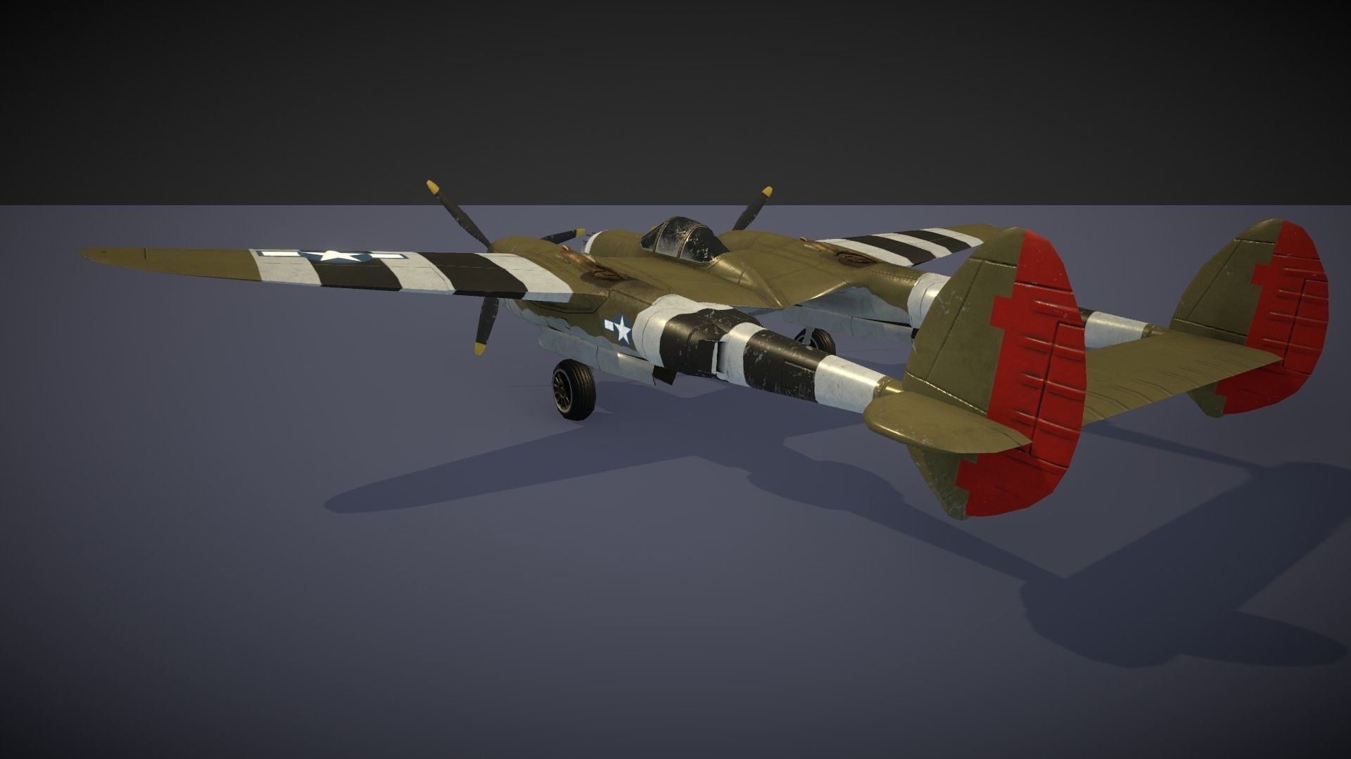 Lockheed P-38 Lightning Low-poly 3D model_39