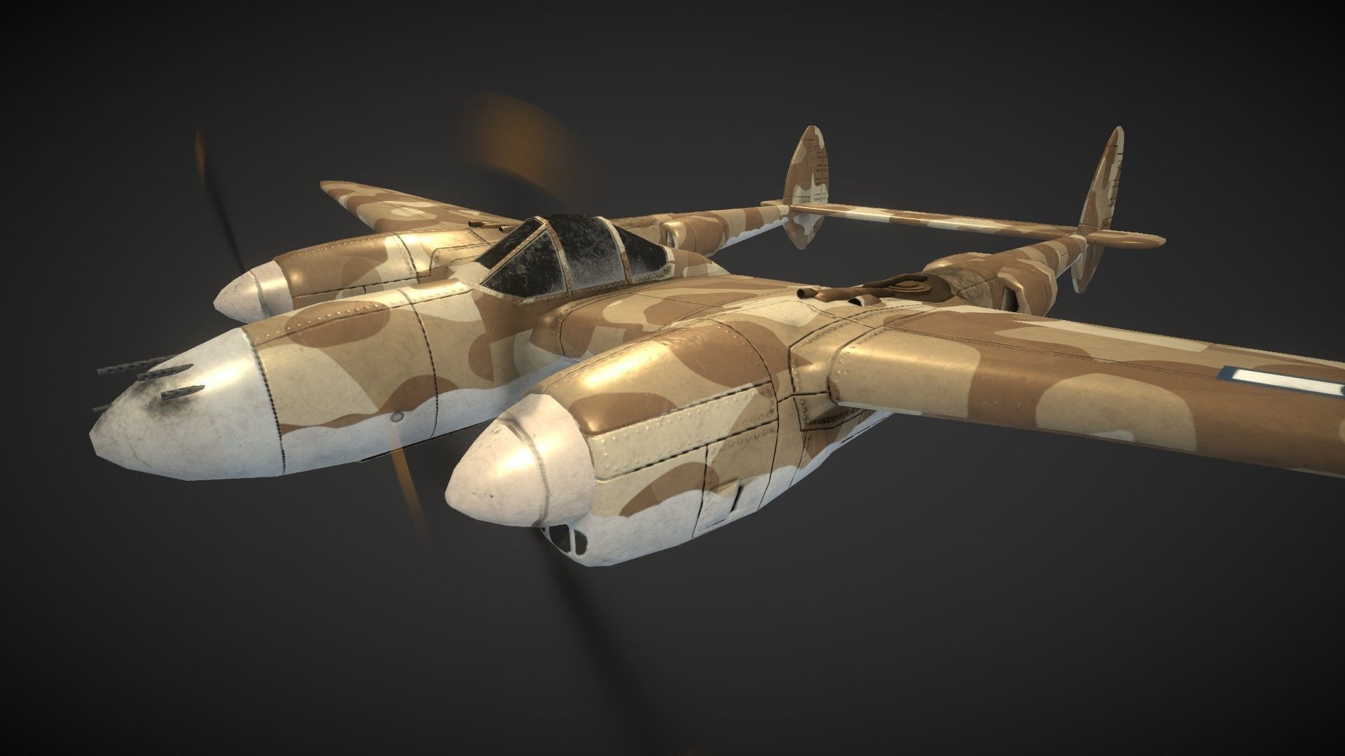 Lockheed P-38 Lightning Low-poly 3D model_8