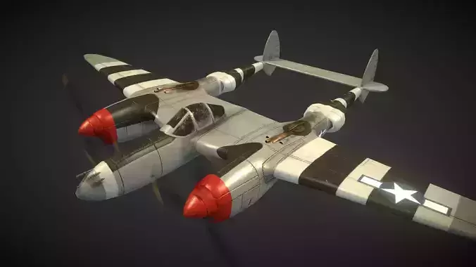 Lockheed P-38 Lightning Low-poly 3D model