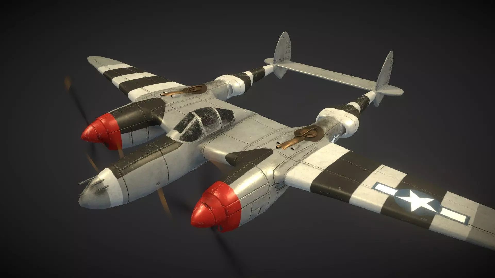 Lockheed P-38 Lightning Low-poly 3D model_0