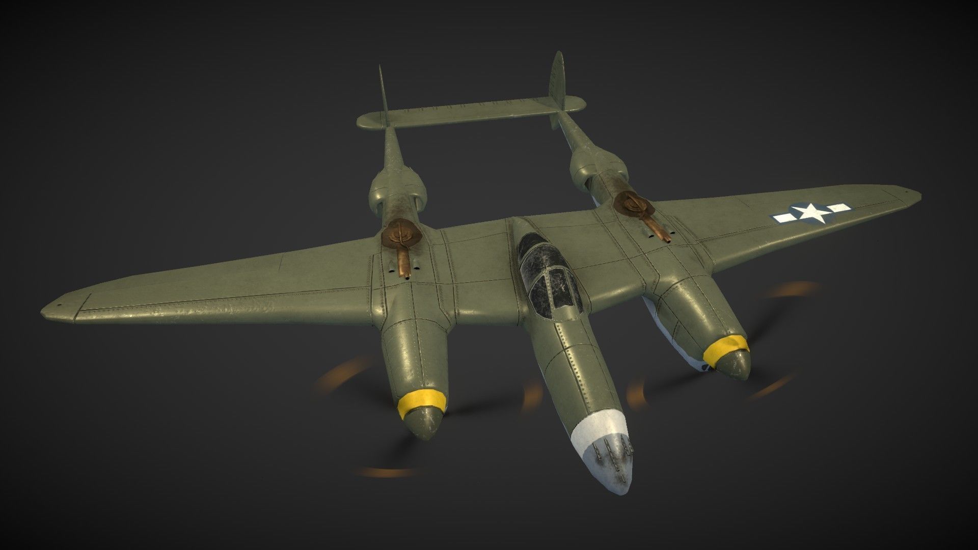 Lockheed P-38 Lightning Low-poly 3D model_3