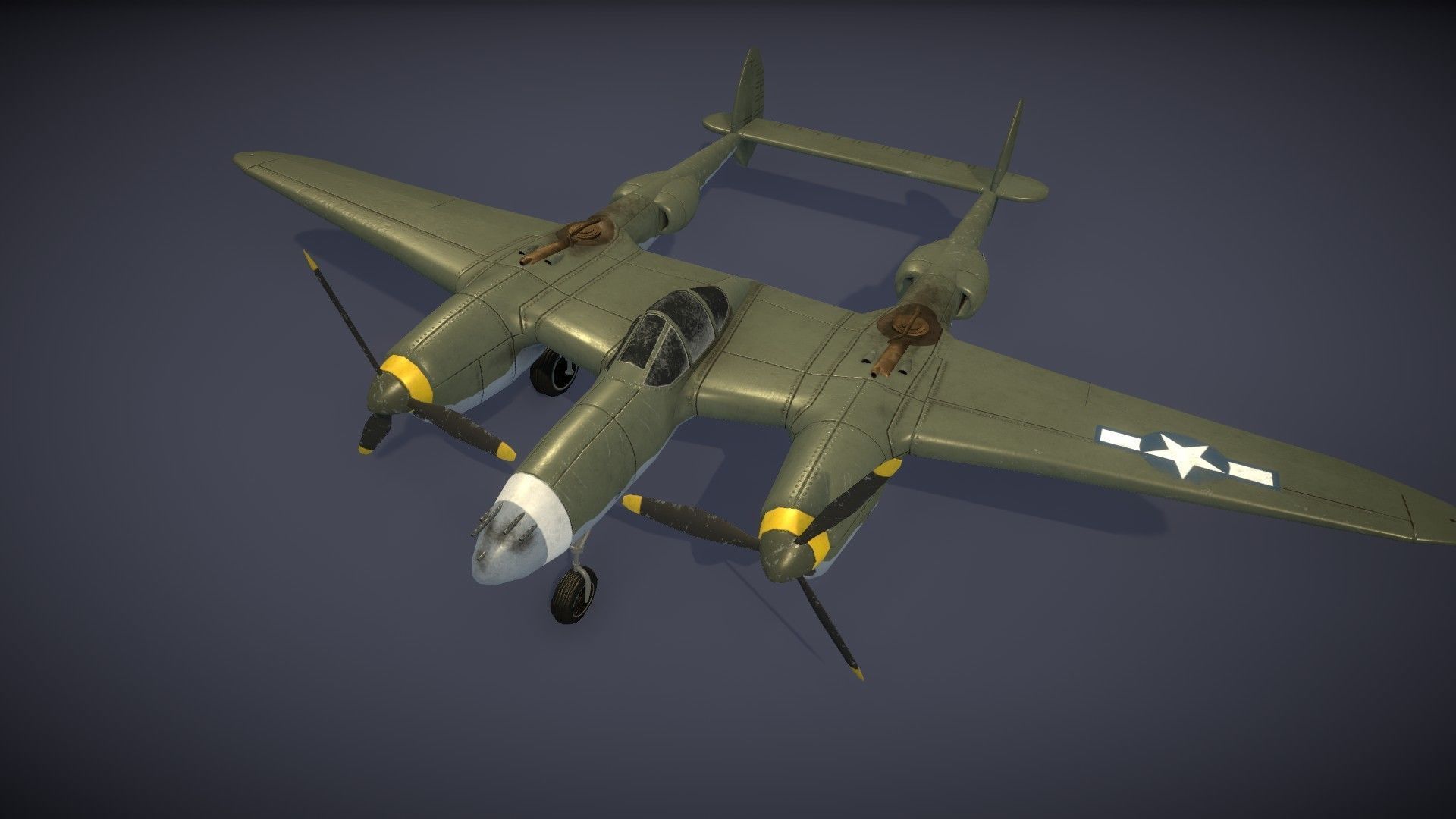 Lockheed P-38 Lightning Low-poly 3D model_33