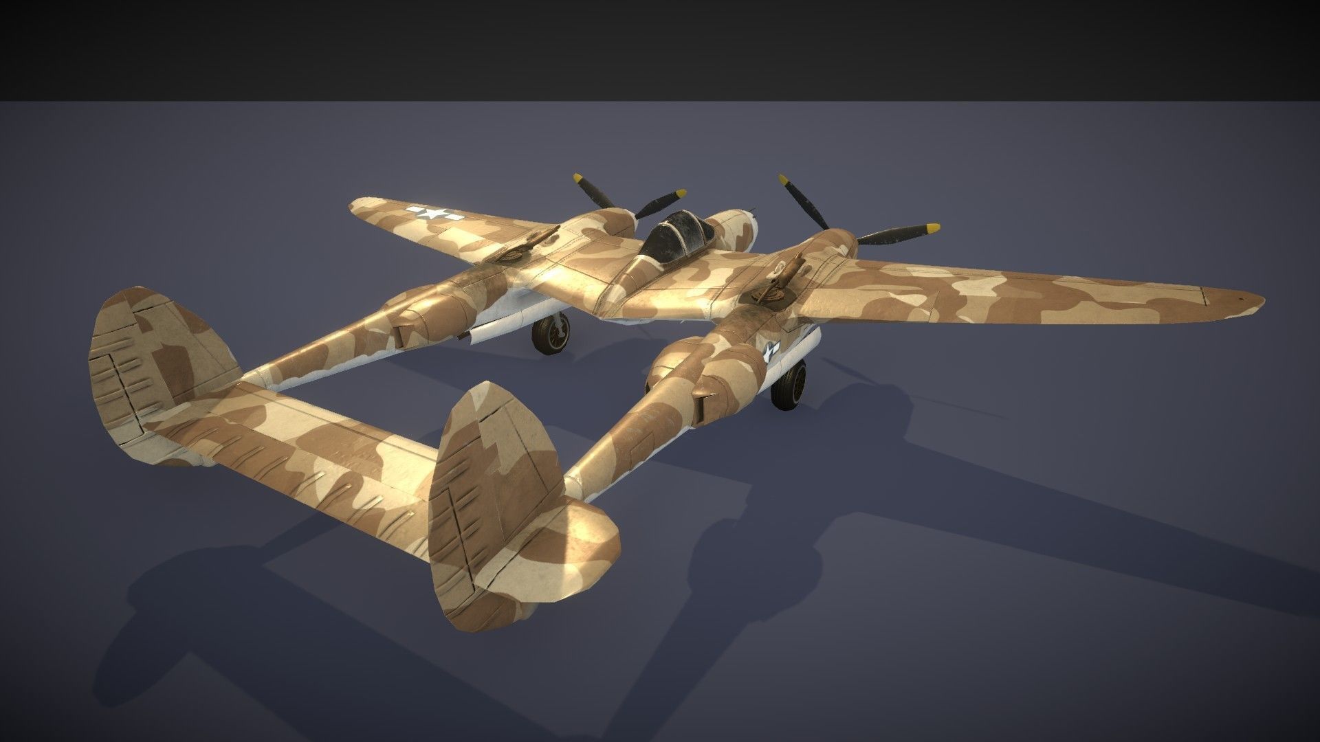 Lockheed P-38 Lightning Low-poly 3D model_26
