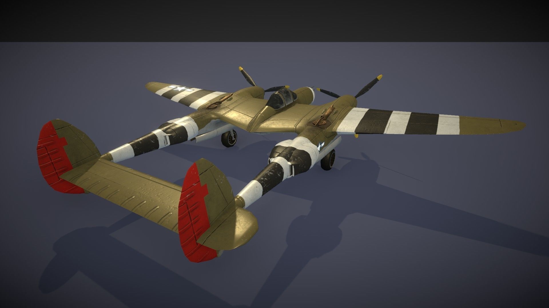 Lockheed P-38 Lightning Low-poly 3D model_27
