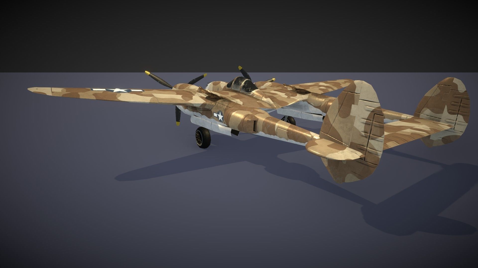 Lockheed P-38 Lightning Low-poly 3D model_38