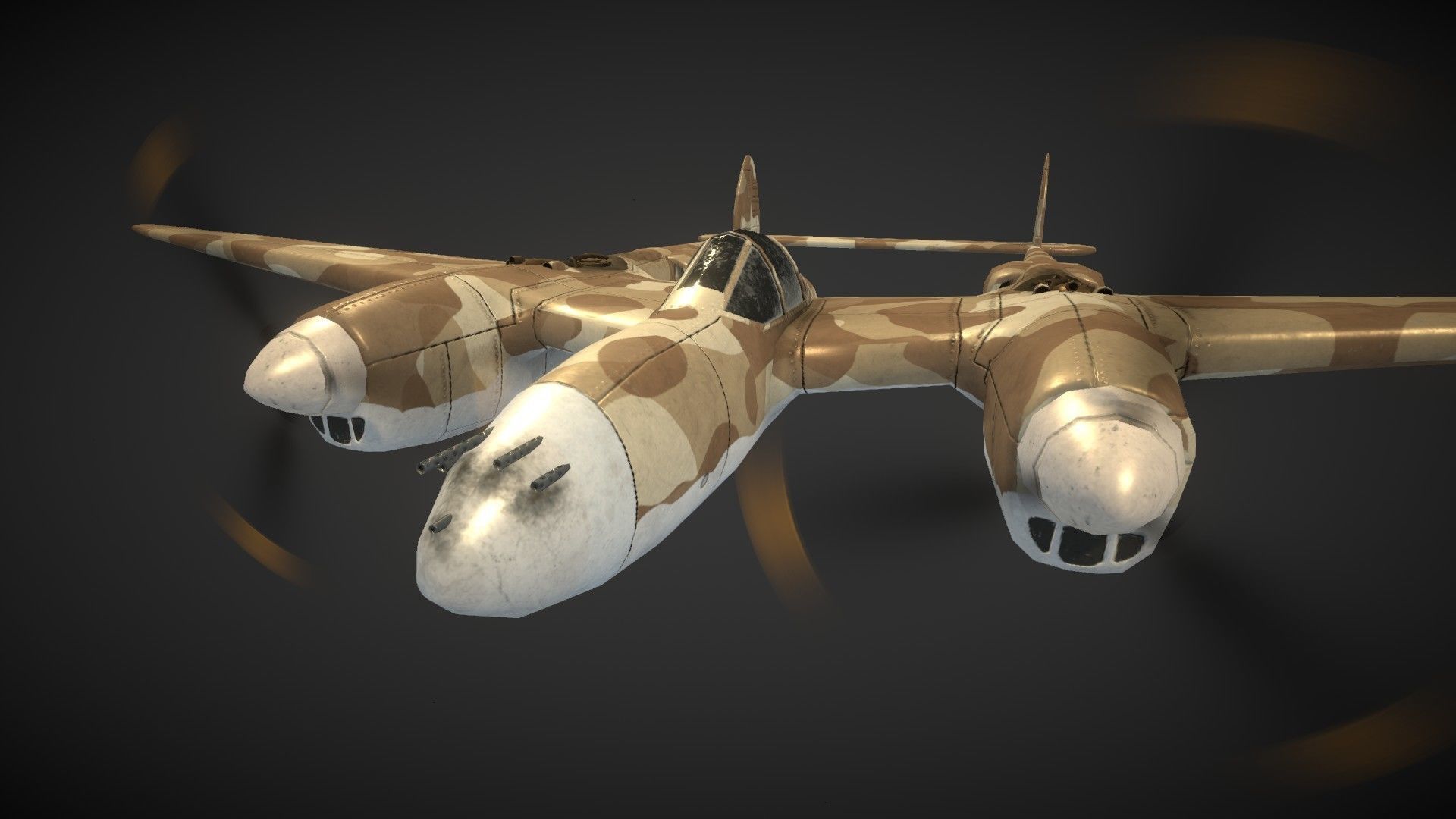 Lockheed P-38 Lightning Low-poly 3D model_16
