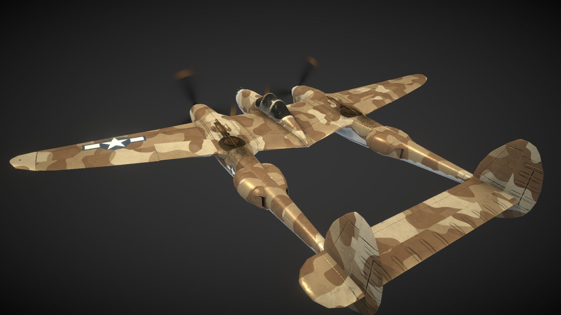 Lockheed P-38 Lightning Low-poly 3D model_12