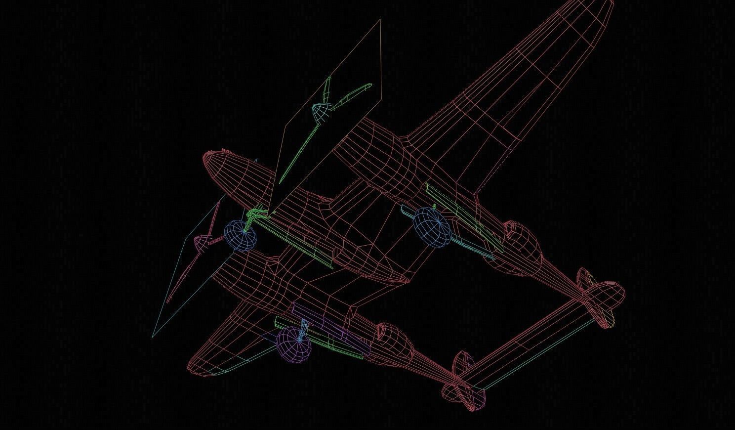 Lockheed P-38 Lightning Low-poly 3D model_44