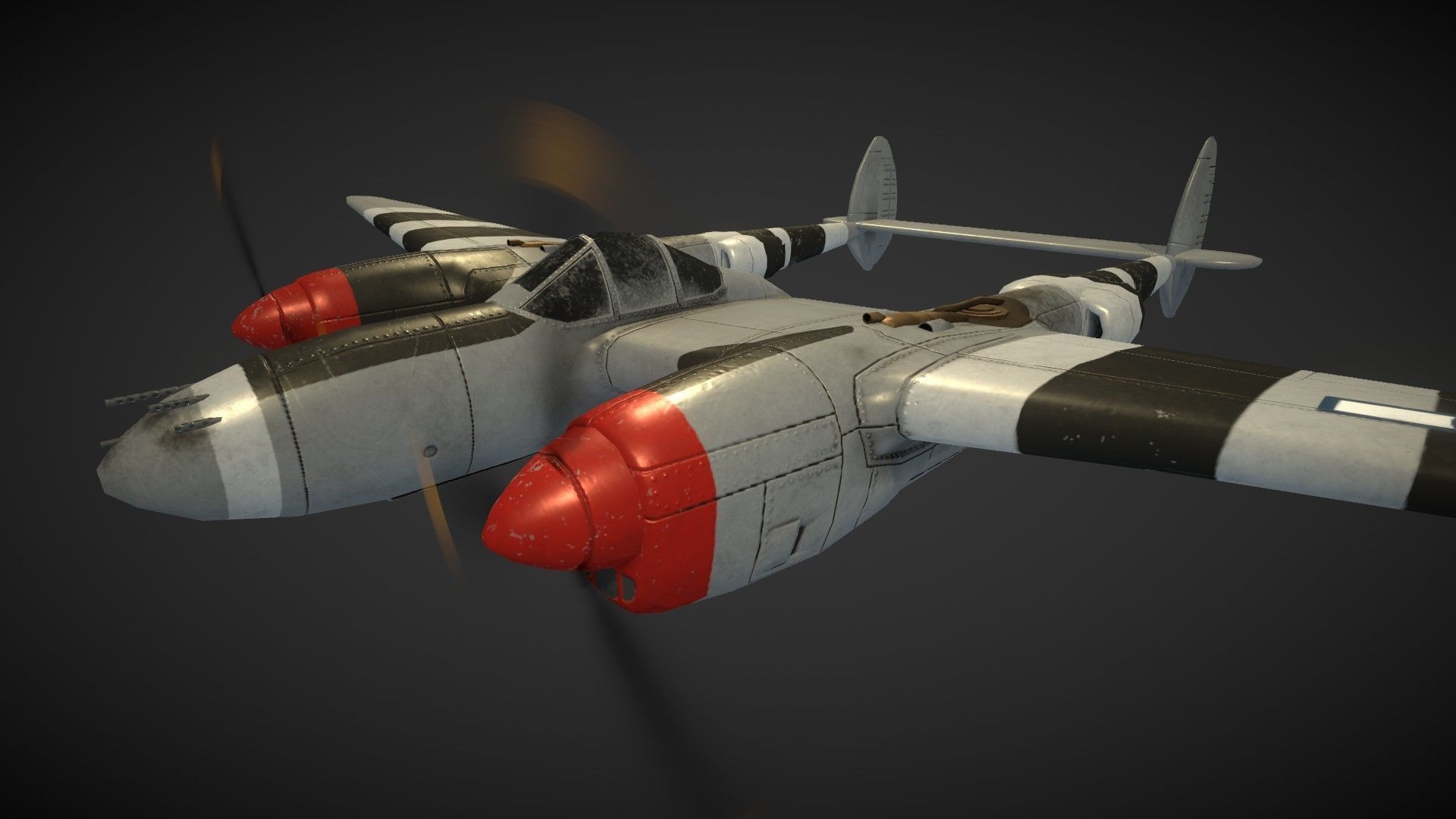Lockheed P-38 Lightning Low-poly 3D model_6