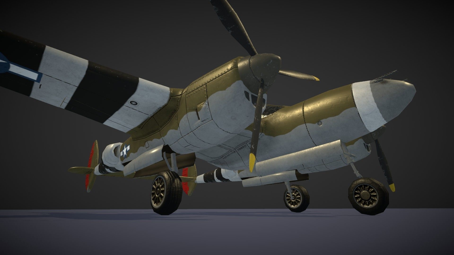 Lockheed P-38 Lightning Low-poly 3D model_31