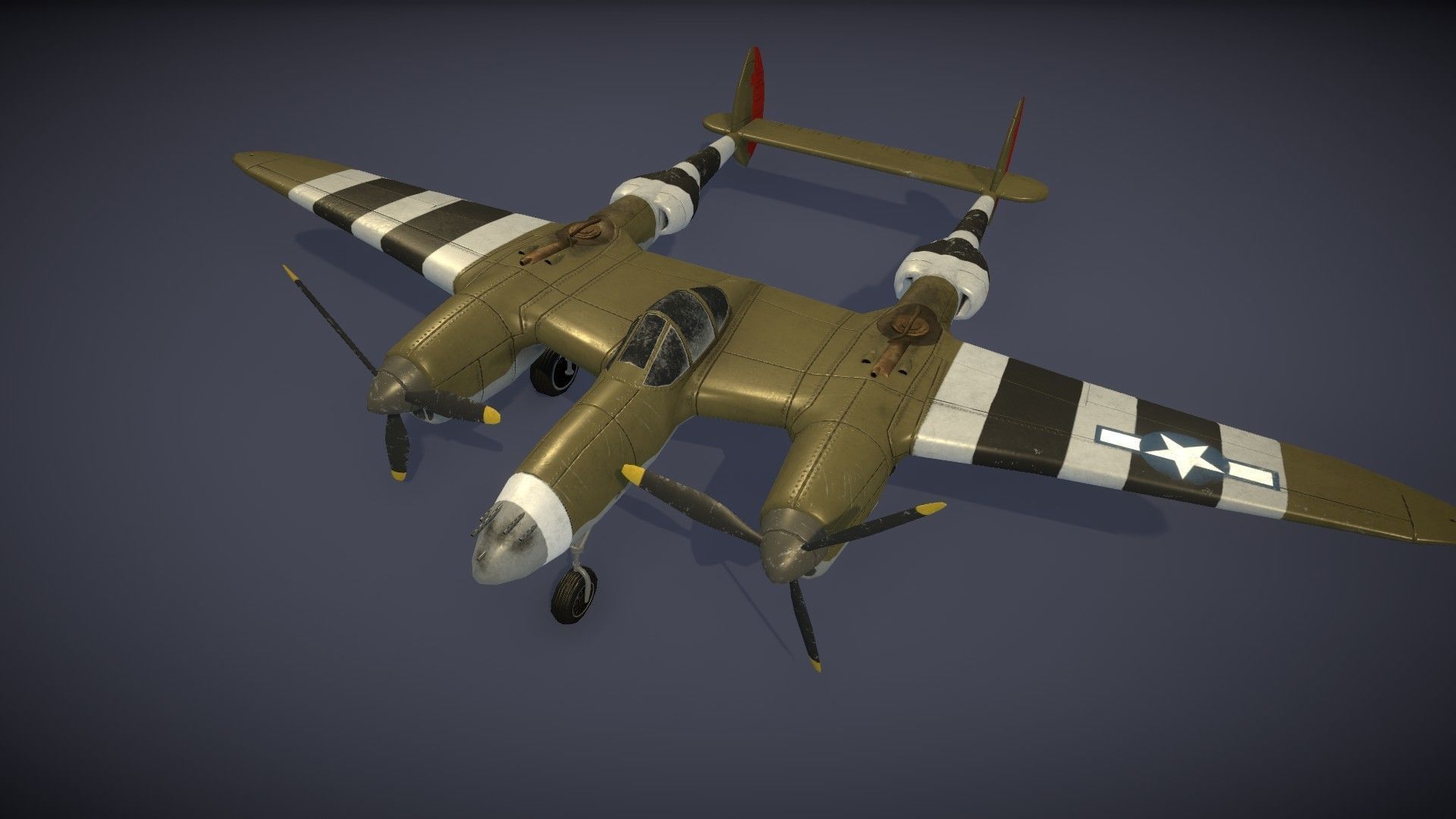 Lockheed P-38 Lightning Low-poly 3D model_35