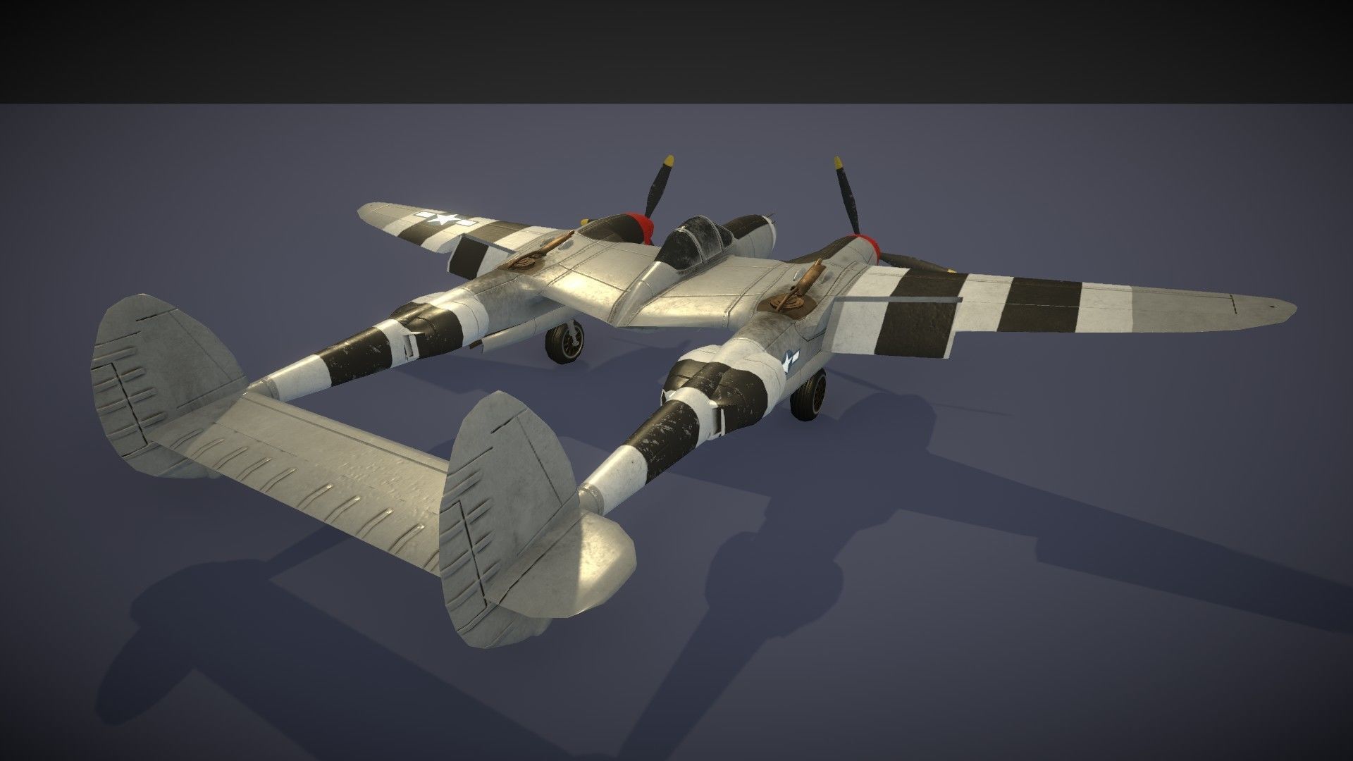 Lockheed P-38 Lightning Low-poly 3D model_24